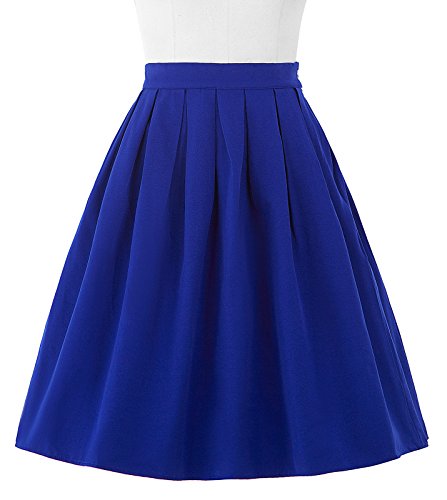 Belle Poque® Femme Jupe Vintage Plissée à Taille Haute au Genou Couleur Uni – Image 3