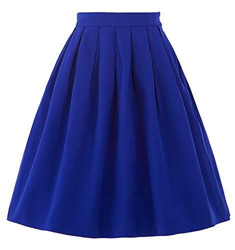 Belle Poque® Femme Jupe Vintage Plissée à Taille Haute au Genou Couleur Uni